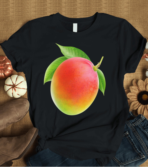 T-Shirt: Mango Lush Tropical Fruit with Vibrant Colors and Green Leaves T-Shirt Mango Lush Tropical Fruit with Vibrant Colors and Green Leaves T-Shirt