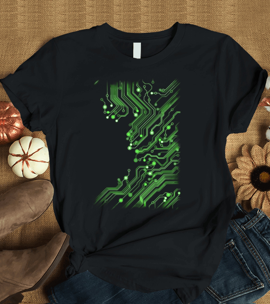 Brain Of The Beast Circuit Board Matrix Green T-Shirt