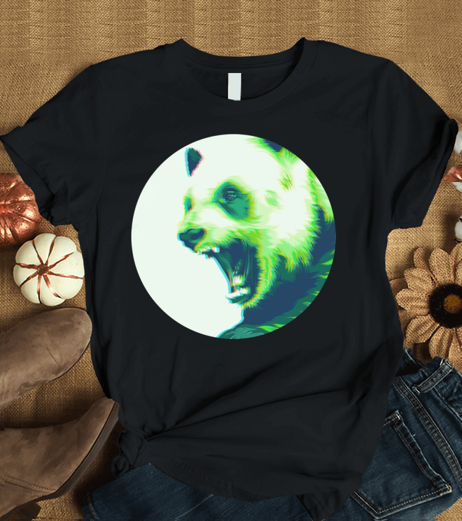 Yelling Green Panda Save The Pandas T-Shirt