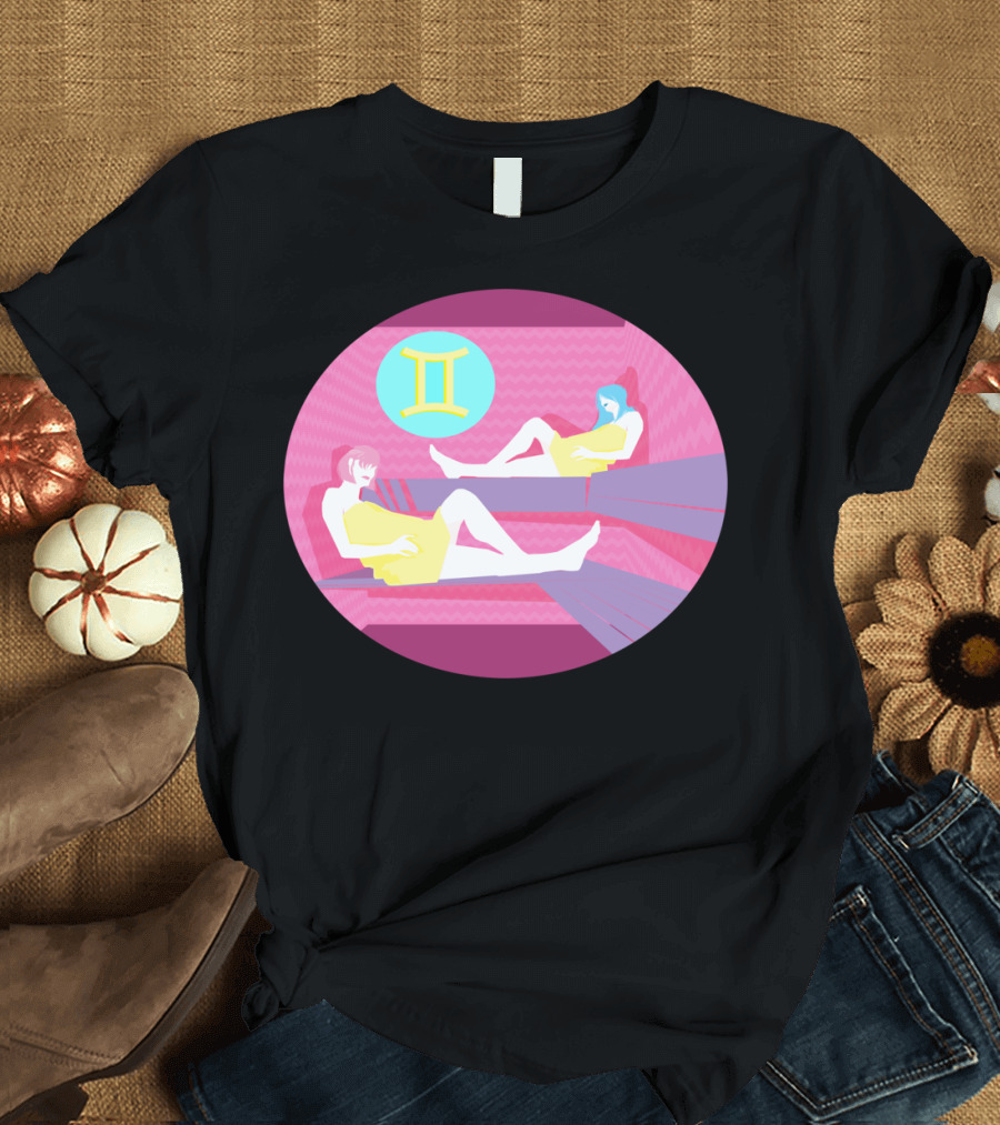 Gemini Zodiac Spa Relaxation Parallel Mirror Retreat T-Shirt