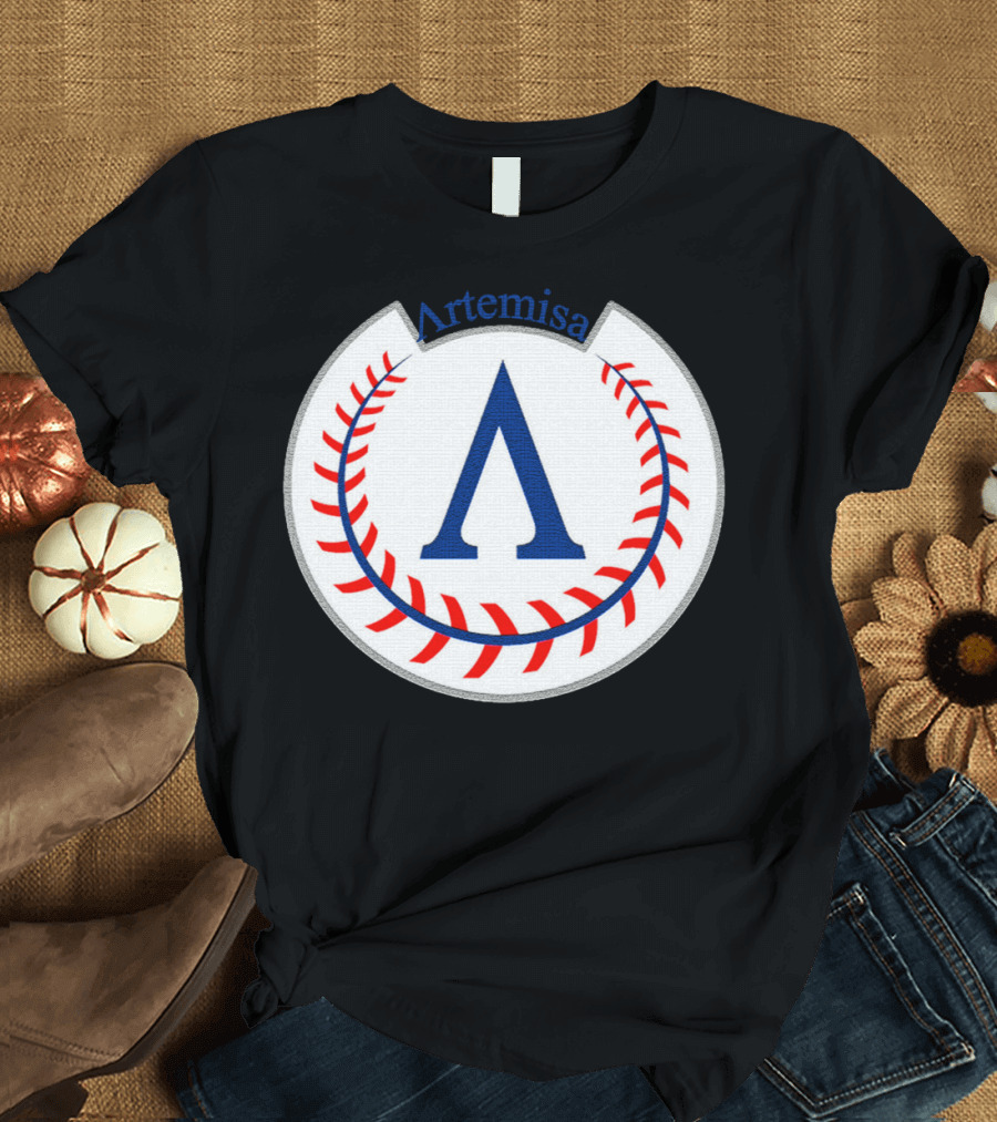 Artemisa Cuban Baseball Stylized Blue and Red Baseball Emblem T-Shirt
