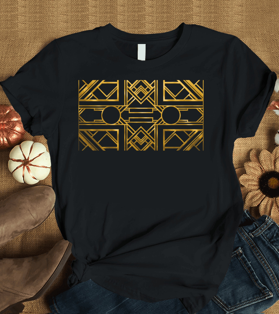 Art Deco Black and Gold Geometric T-Shirt
