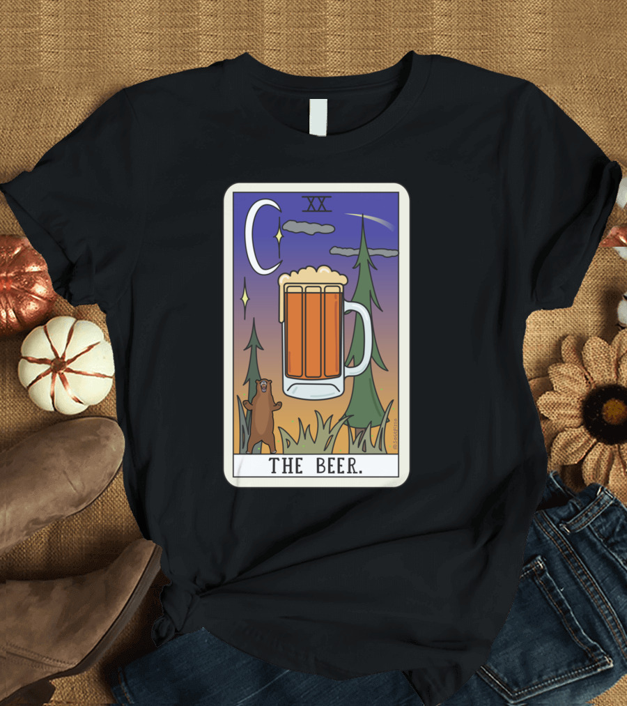 THE BEER XX Tarot Card with Bear in Forest T-Shirt