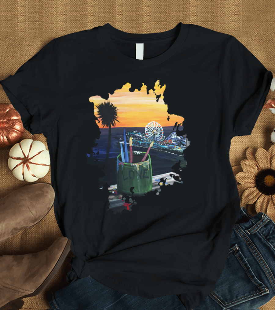 Love Sunset Ferris Wheel Artist View T-Shirt