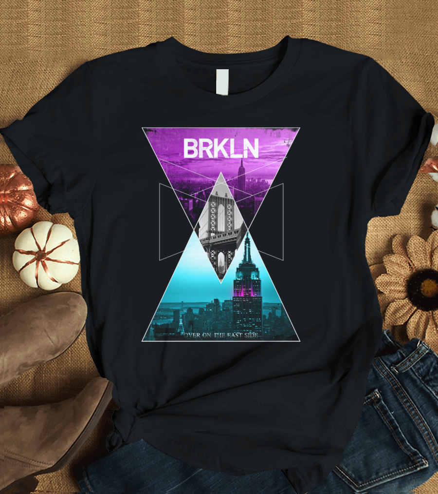 BRKLN Geometric Brooklyn Bridge Empire State Over on the East Side T-Shirt
