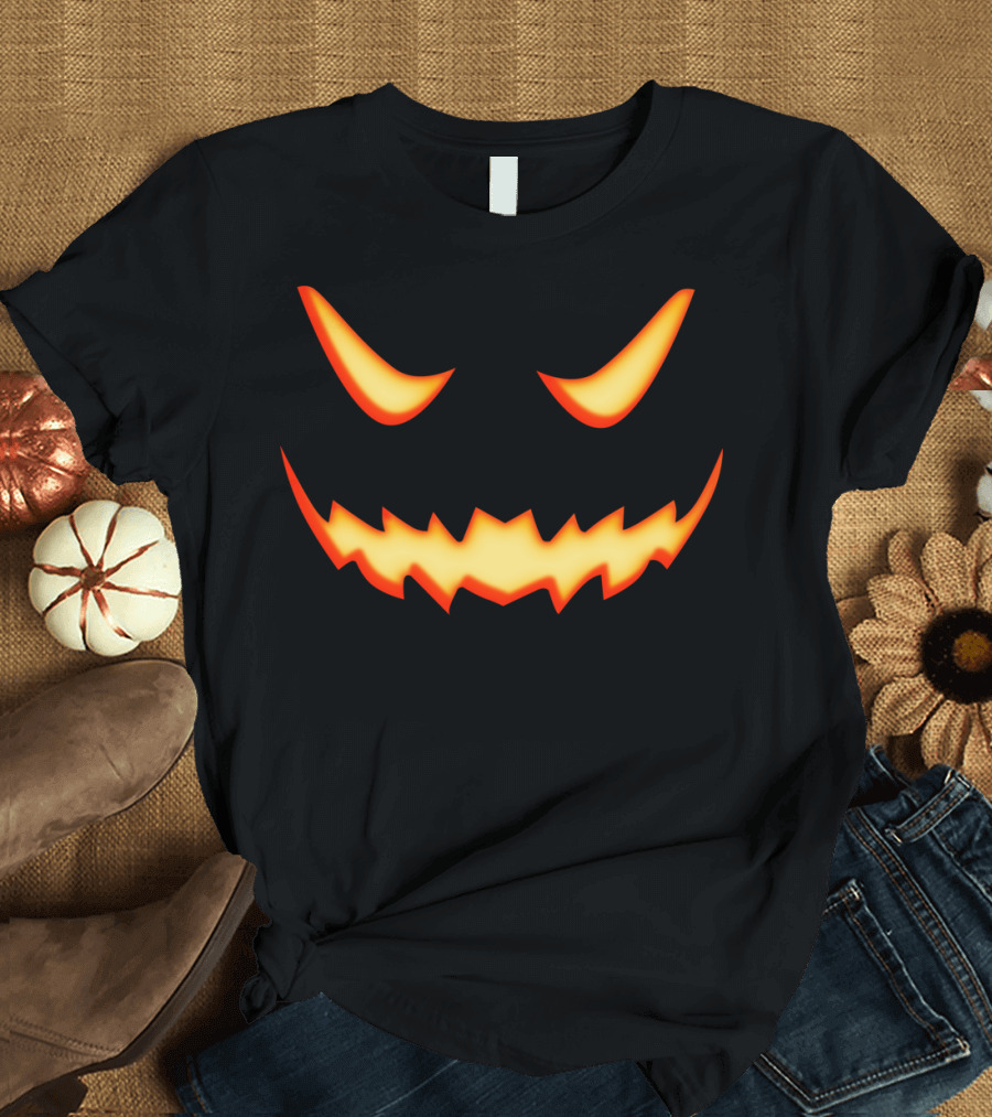 Scary Glowing Pumpkin Face T-Shirt