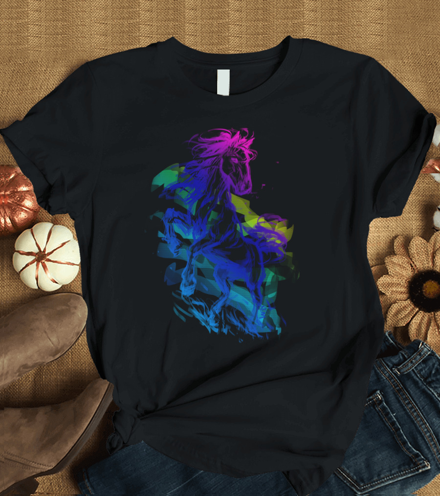 Brave Horse Vibrant Multicolor Abstract T-Shirt