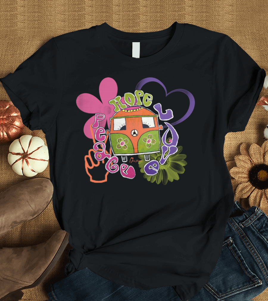 Peace Hope Love Hippie Van Bug T-Shirt