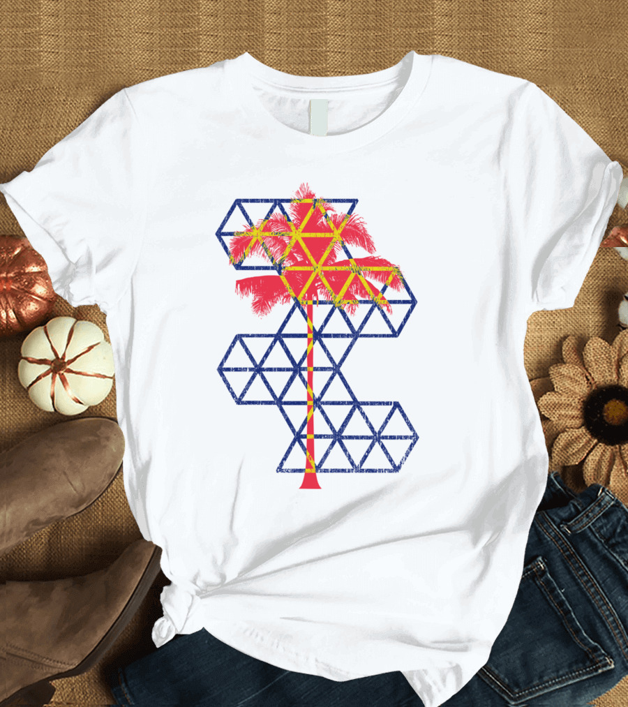 Geometric Coconut Tree Vibrant Summer Tropical T-Shirt
