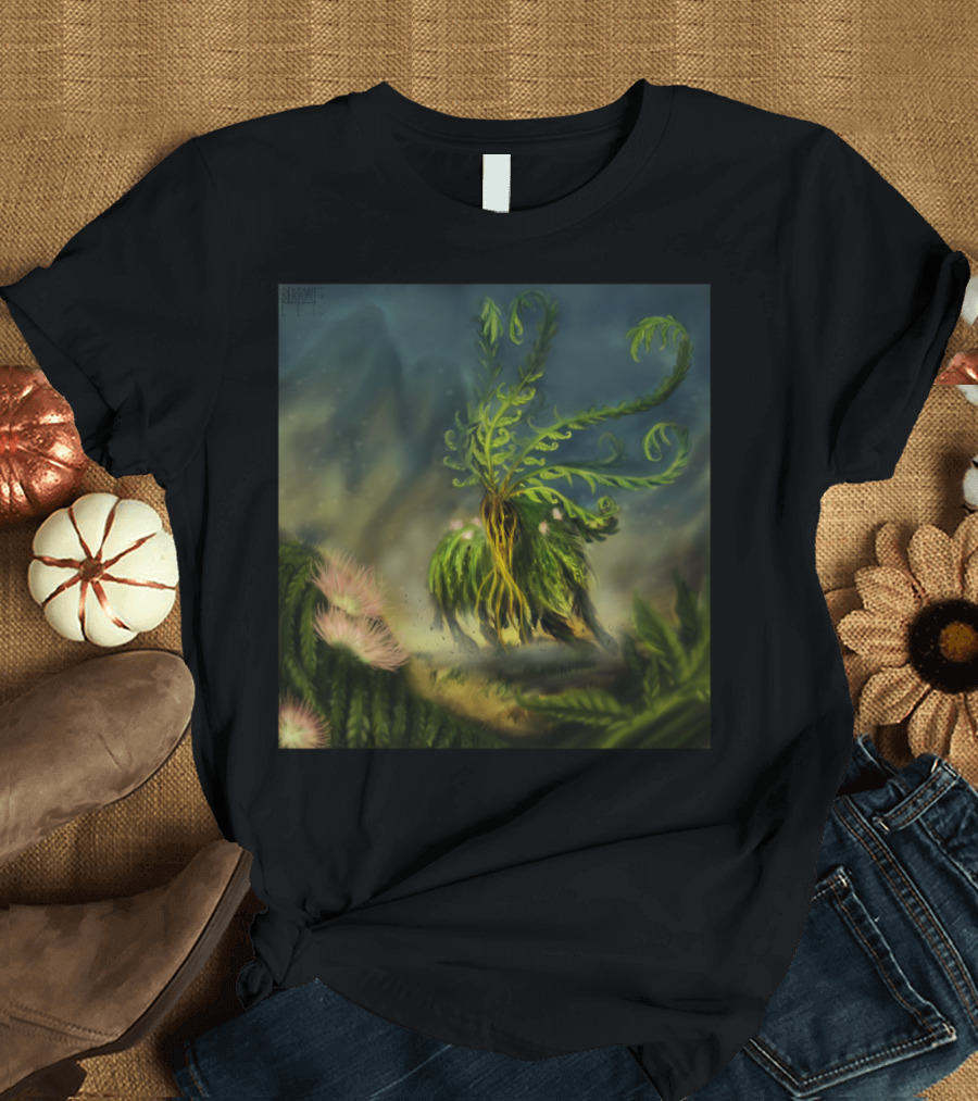 Fern Goat Botanical Fantasy Spectacle T-Shirt