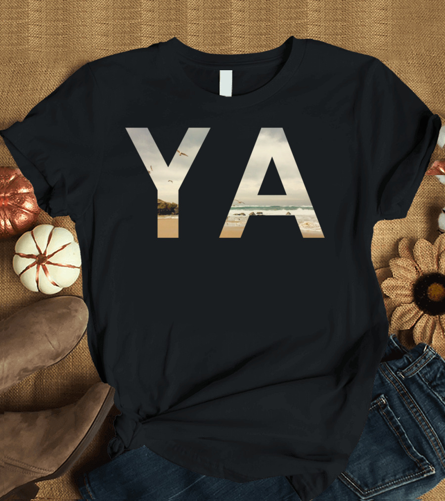 YA Beige Beach Scenery T-Shirt