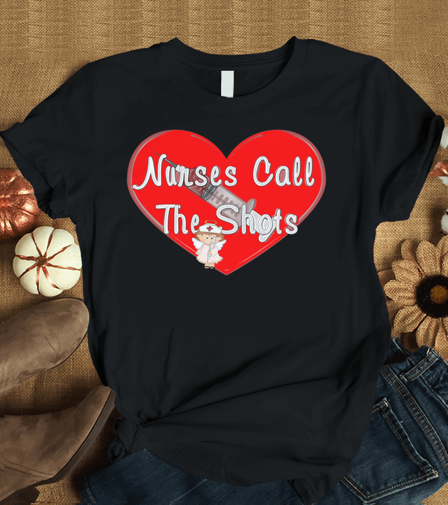 Nurses Call The Shots Heart Syringe Angel T-Shirt