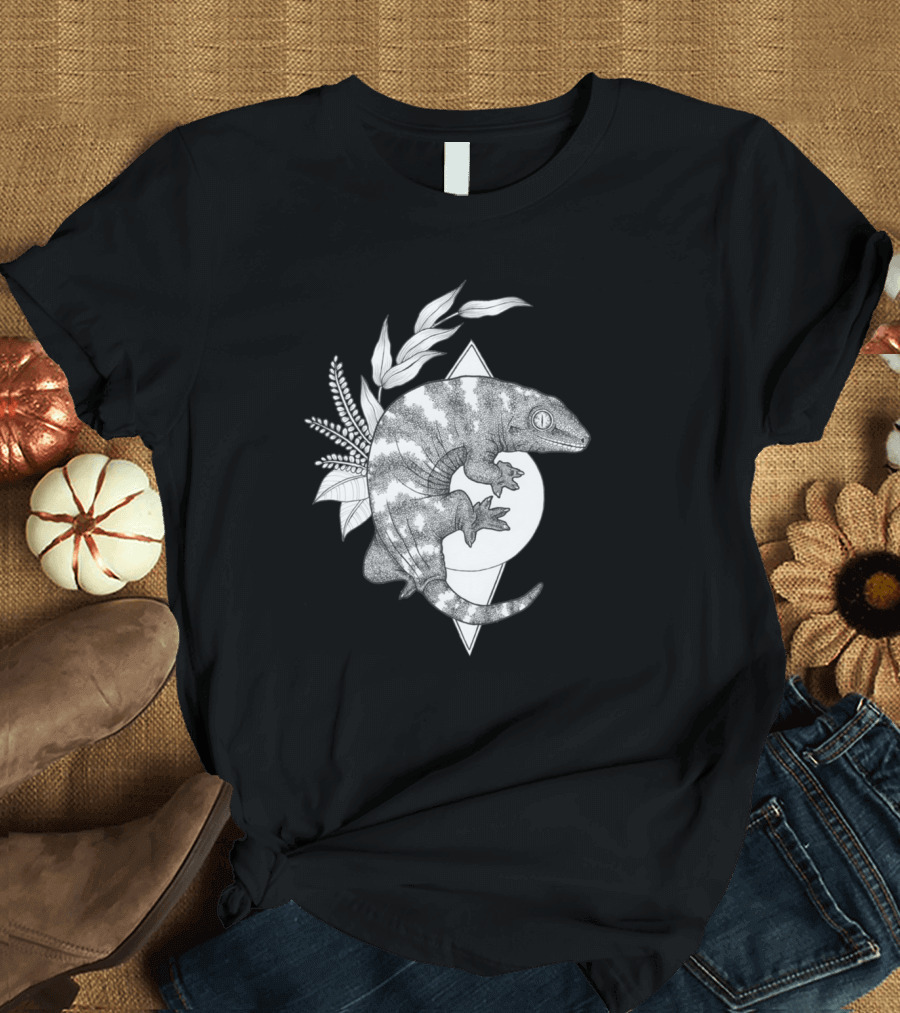 Leachie Gecko Botanical Mandala Geometry T-Shirt