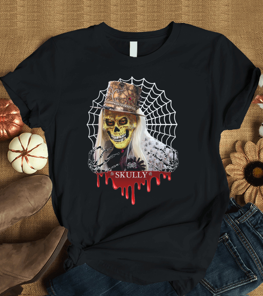 Skully Skeleton in Top Hat with Web and Chains T-Shirt