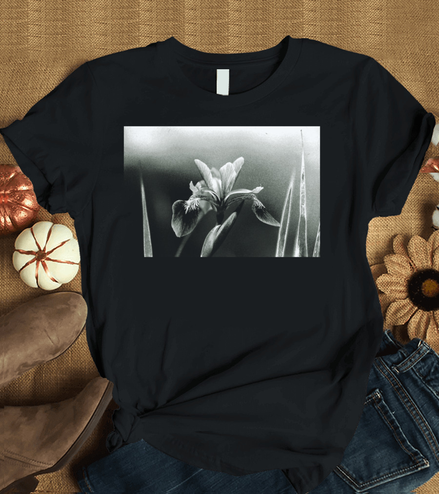 The Blue Flag Iris in Monochrome Elegance T-Shirt
