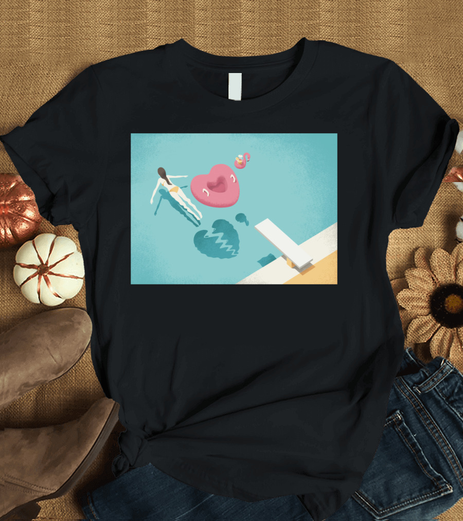 Breaking Heart Pool Float with Diver Shadow T-Shirt