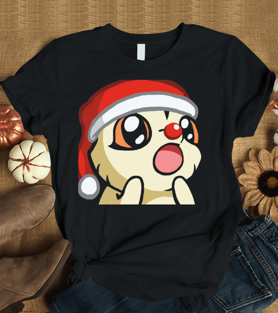 FhaeO Holiday Santa Hat Anime Animal Character T-Shirt