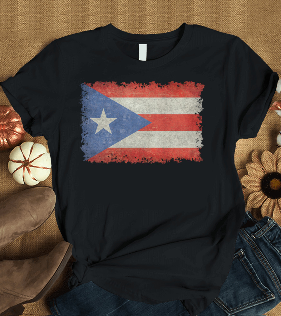 Puerto Rican Vintage Flag Distressed Look T-Shirt