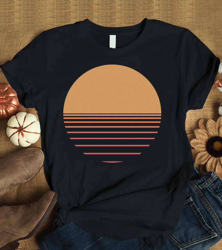 Rising Sun Retro Sunset Horizon Stripes T-Shirt