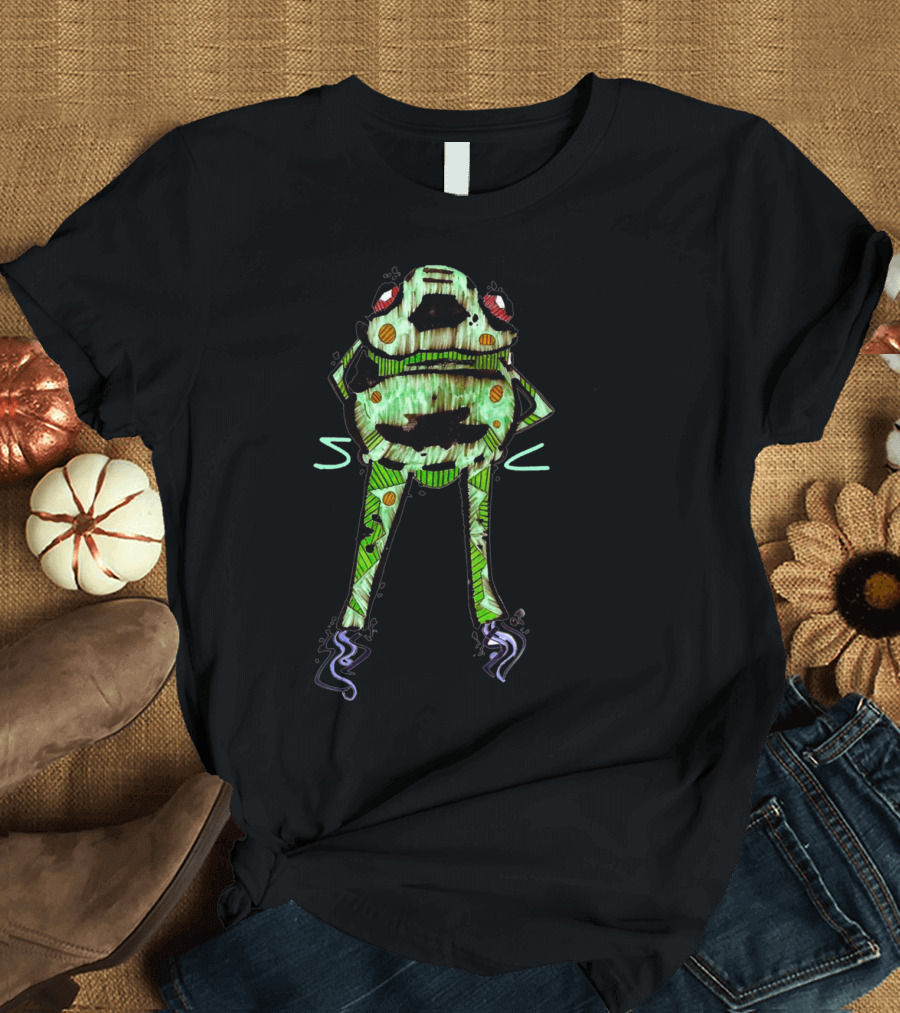 Leap Frog Quirky Standing Frog with Colored Patterns and Cool Vibe T-Shirt