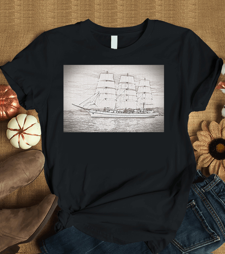 TS Hersones Sailing Ship Vintage Sketch T-Shirt