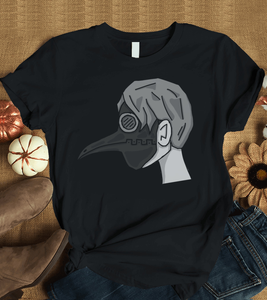 Doctor Della Peste Mask Black And White Plague Doctor Side Profile T-Shirt