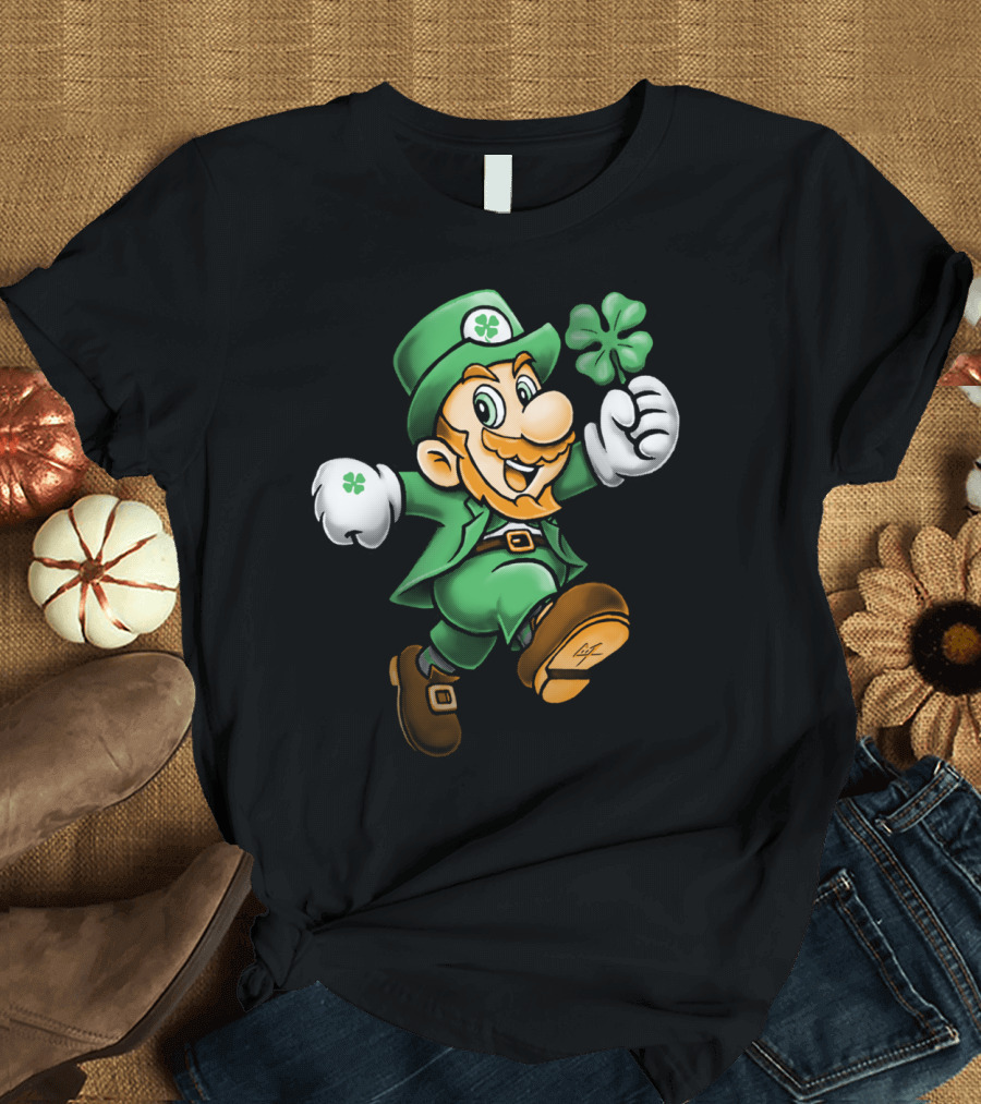 Lucky Mario Leprechaun Four Leaf Clover Jumper T-Shirt