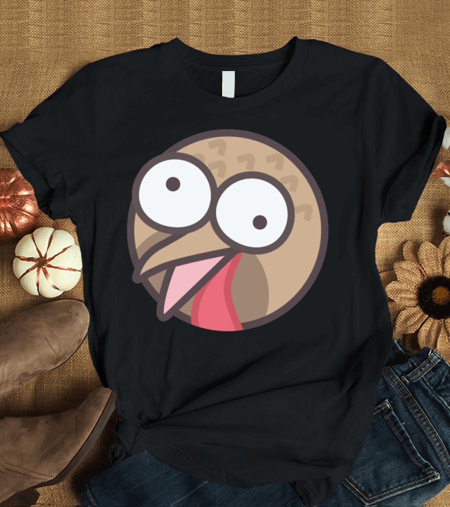 Turkey Cartoon Face Sticker T-Shirt