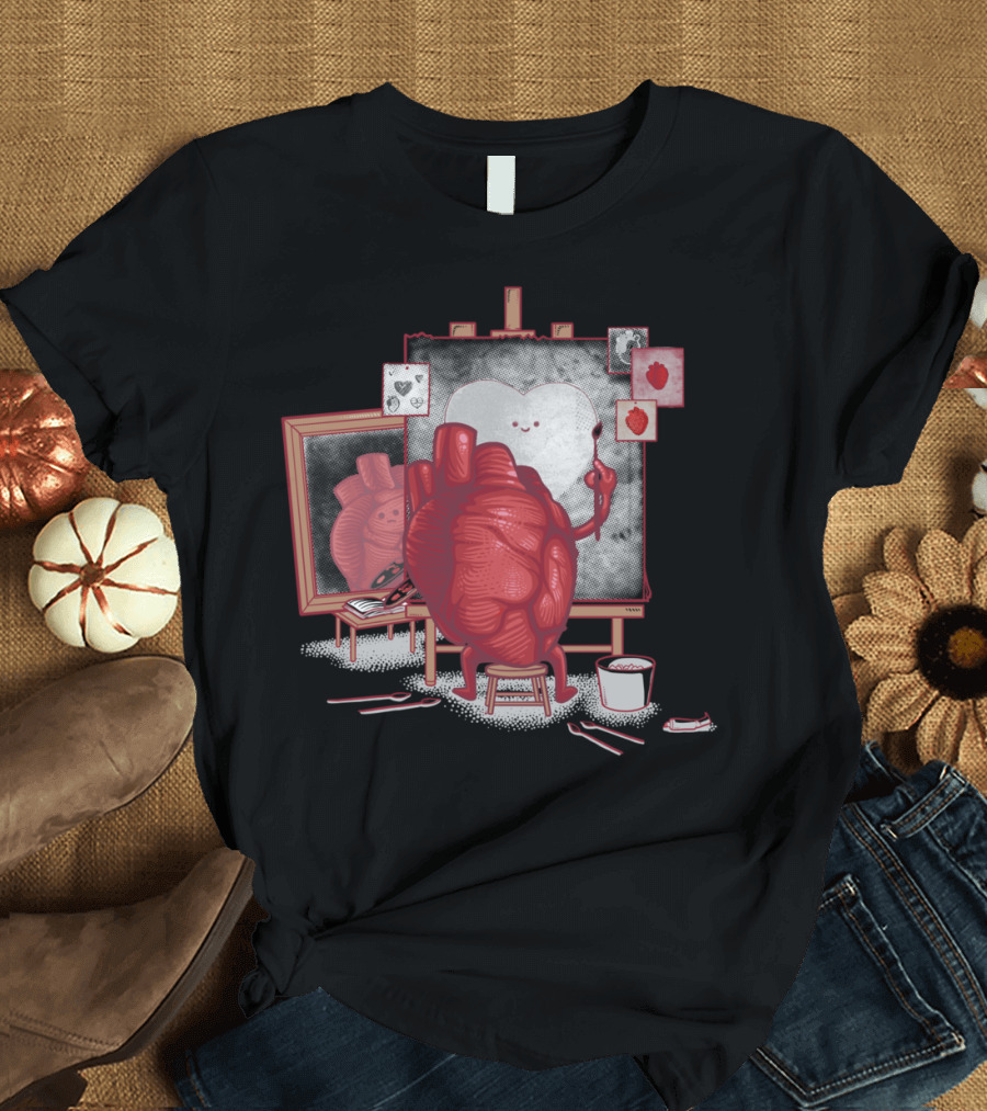 Self Reflection Heart Painting and Mirror T-Shirt