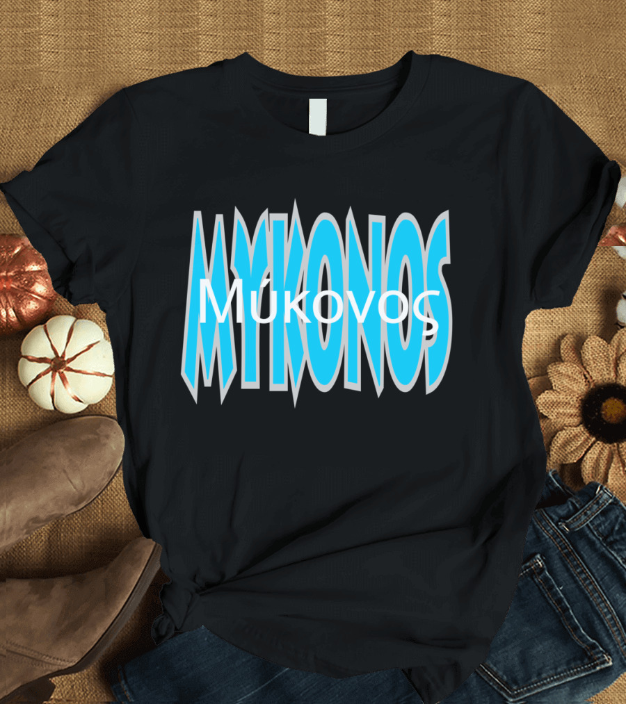 MYKONOS Μύκονος Vibrant Bold Typography T-Shirt