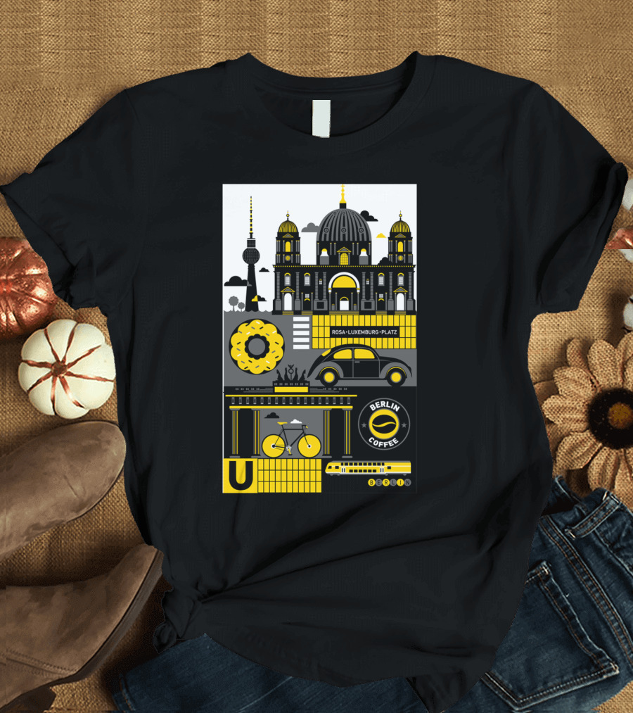 Berlin Cathedral TV Tower Rosa-Luxemburg-Platz U-Bahn Bicycle Berlin Coffee Donut T-Shirt