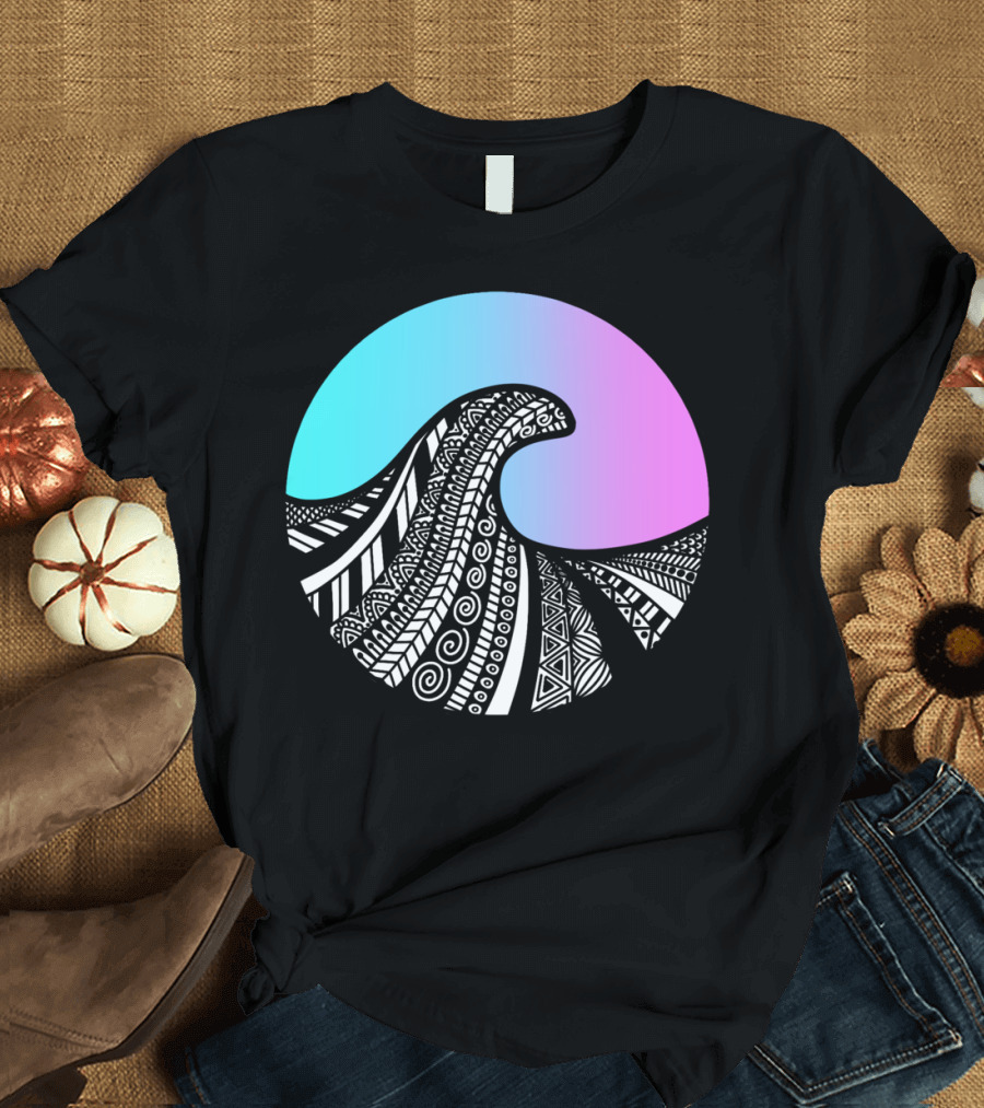 Roaring Wave Vibrant Ocean Spiral T-Shirt