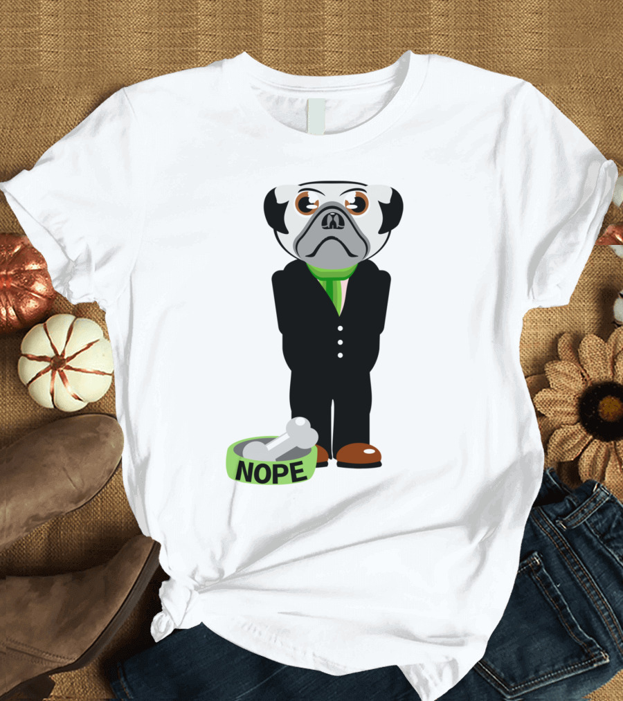 Pug in Suit with Nope Bowl and Bone T-Shirt