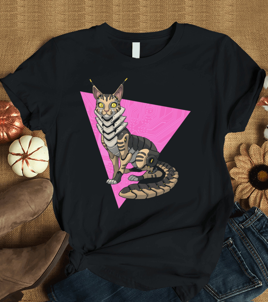 Robo Cat Maine Coon Cyber Triangle T-Shirt