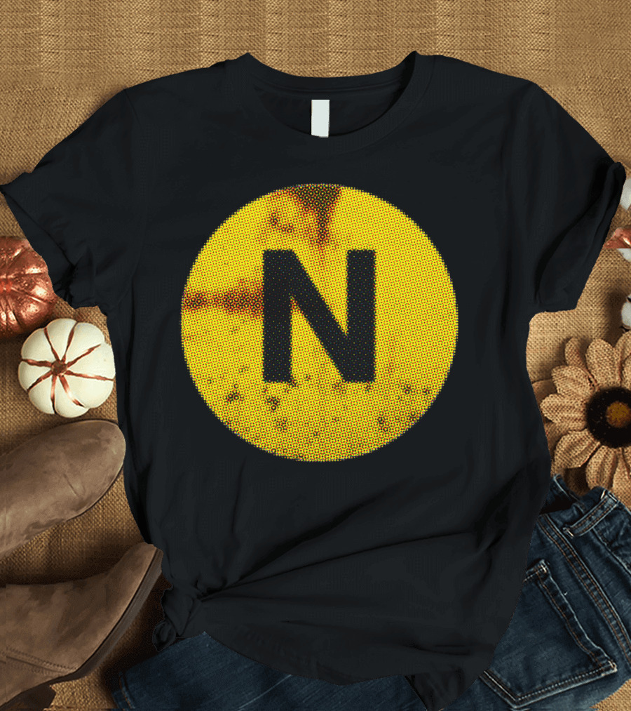 N Train Sign NYC Subway Circular Yellow T-Shirt