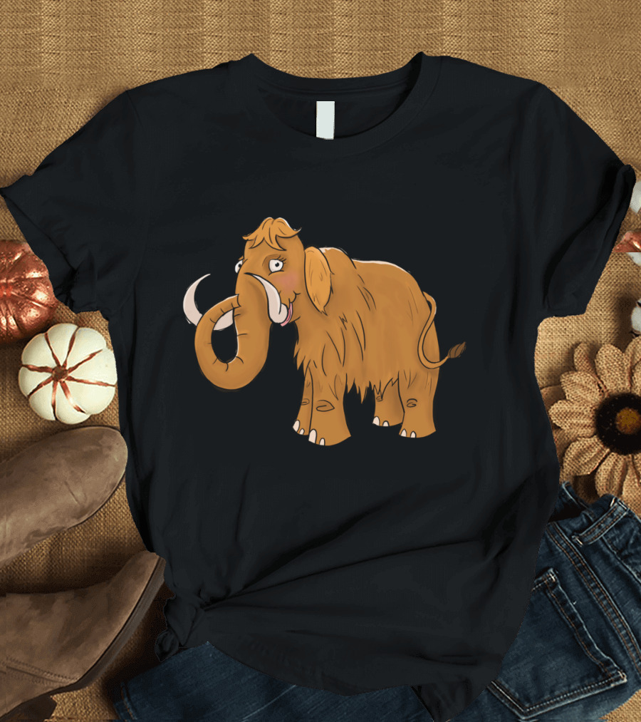 Bristle The Mammoth Cartoon Woolly Character with Friendly Expression T-Shirt