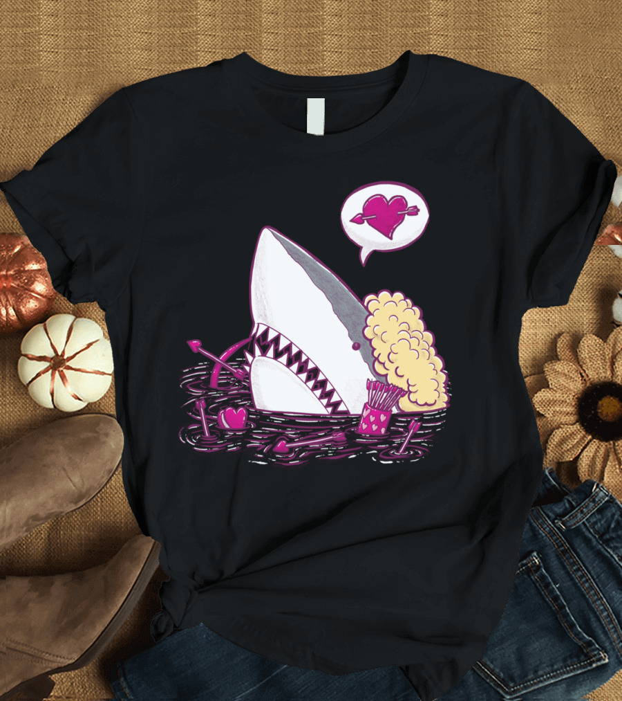 Cupid Shark with Heart and Arrows in Water T-Shirt