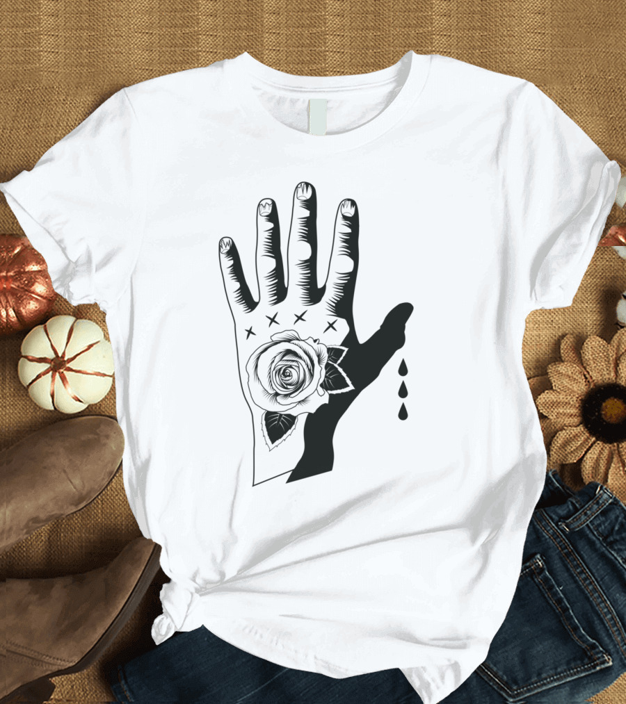 Nailbiter Hand with Rose and Dripping Blood Drops T-Shirt