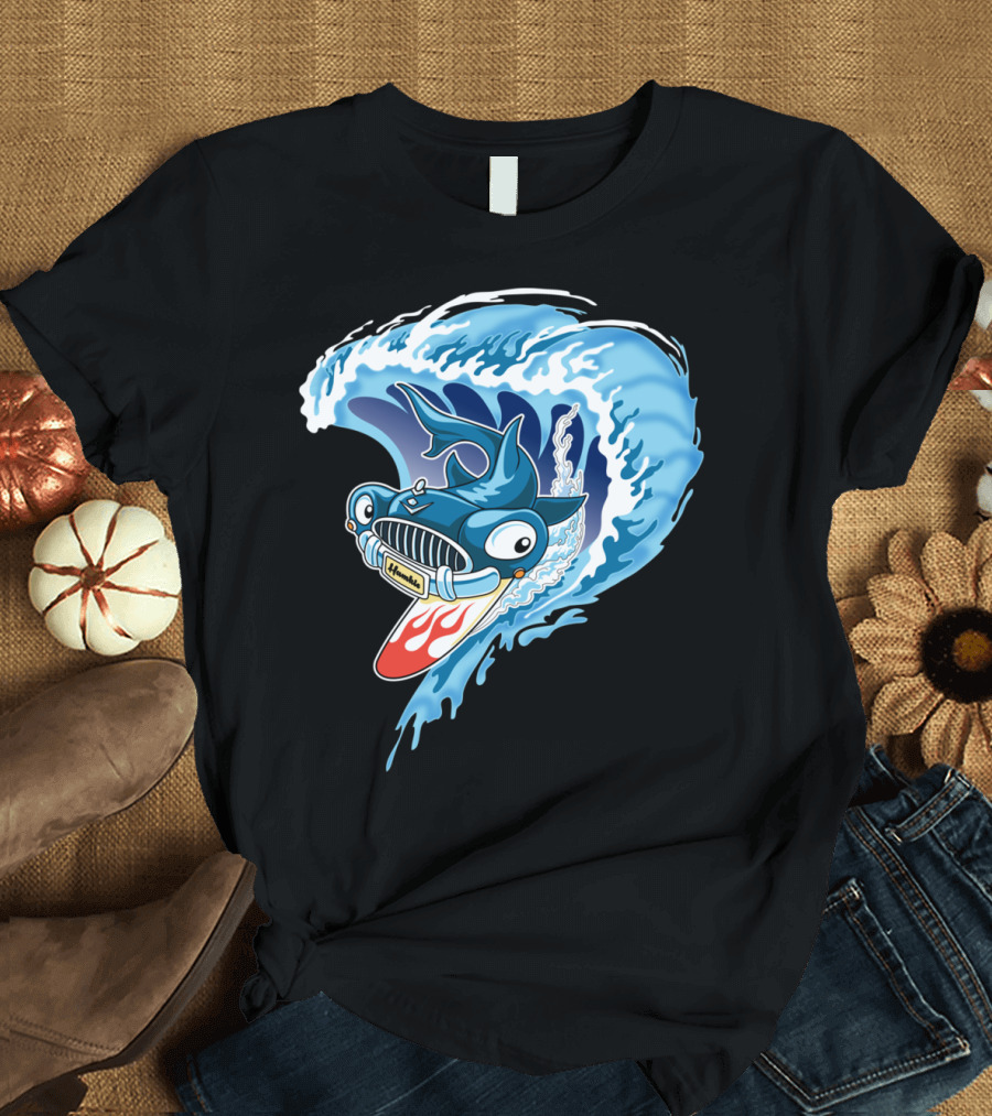 Hamkie Surfing Shark Car Wave Adventure T-Shirt