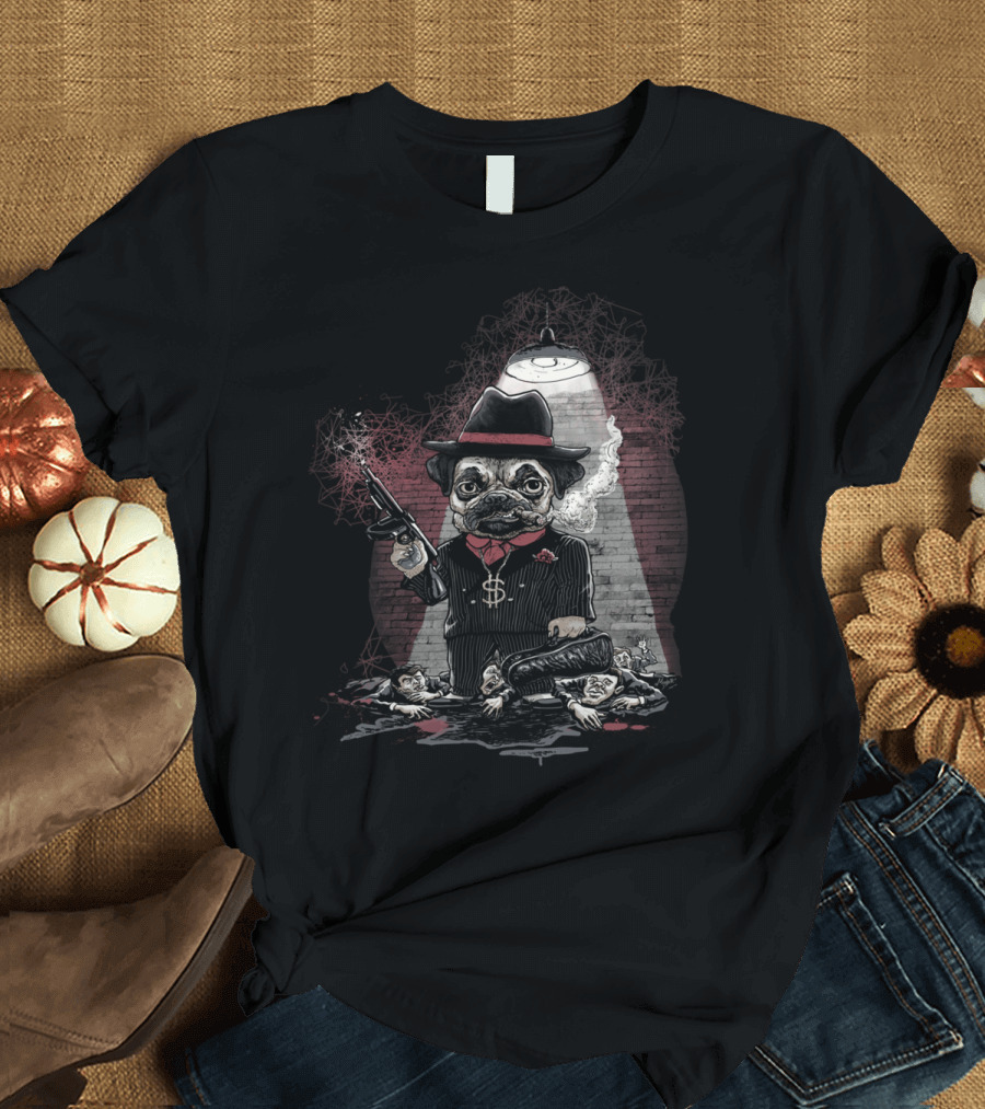 Pugnacious Pugsy Beagl The Pug Life Gangster T-Shirt