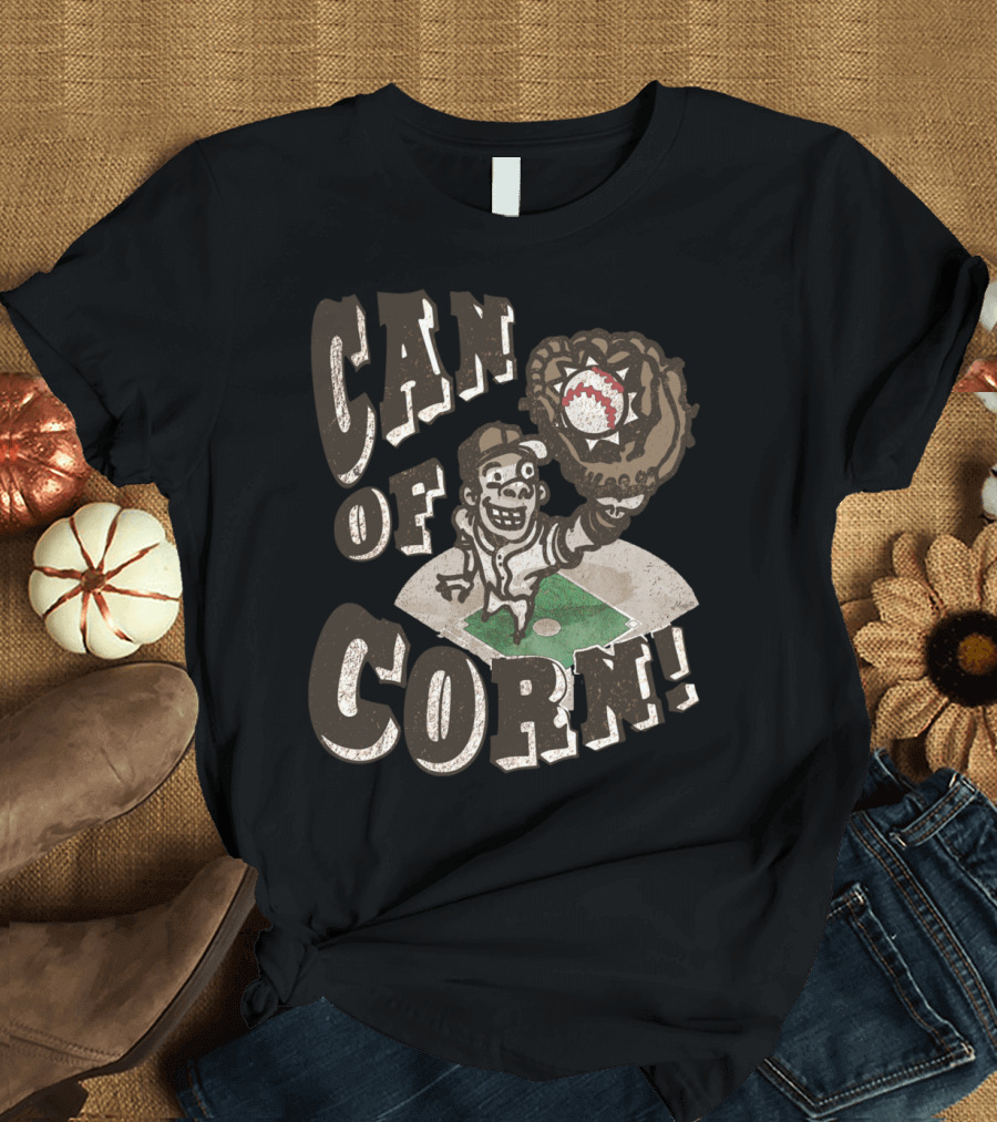 CAN OF CORN Baseball Player Catching Glove T-Shirt