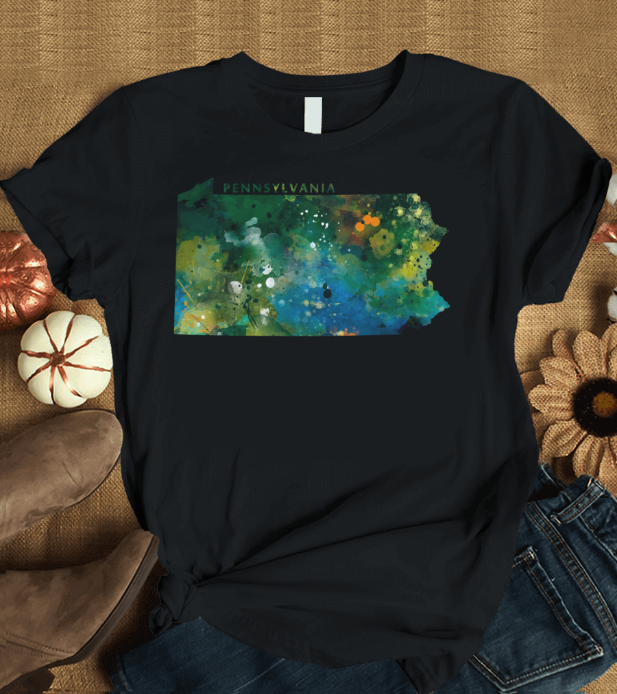 Pennsylvania Map Abstract Watercolor T-Shirt