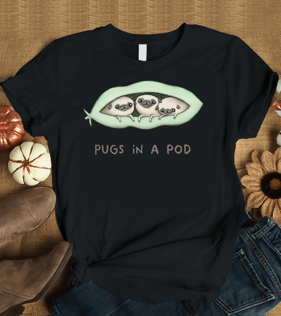Pugs In A Pod Cute Pea Pods Trio T-Shirt