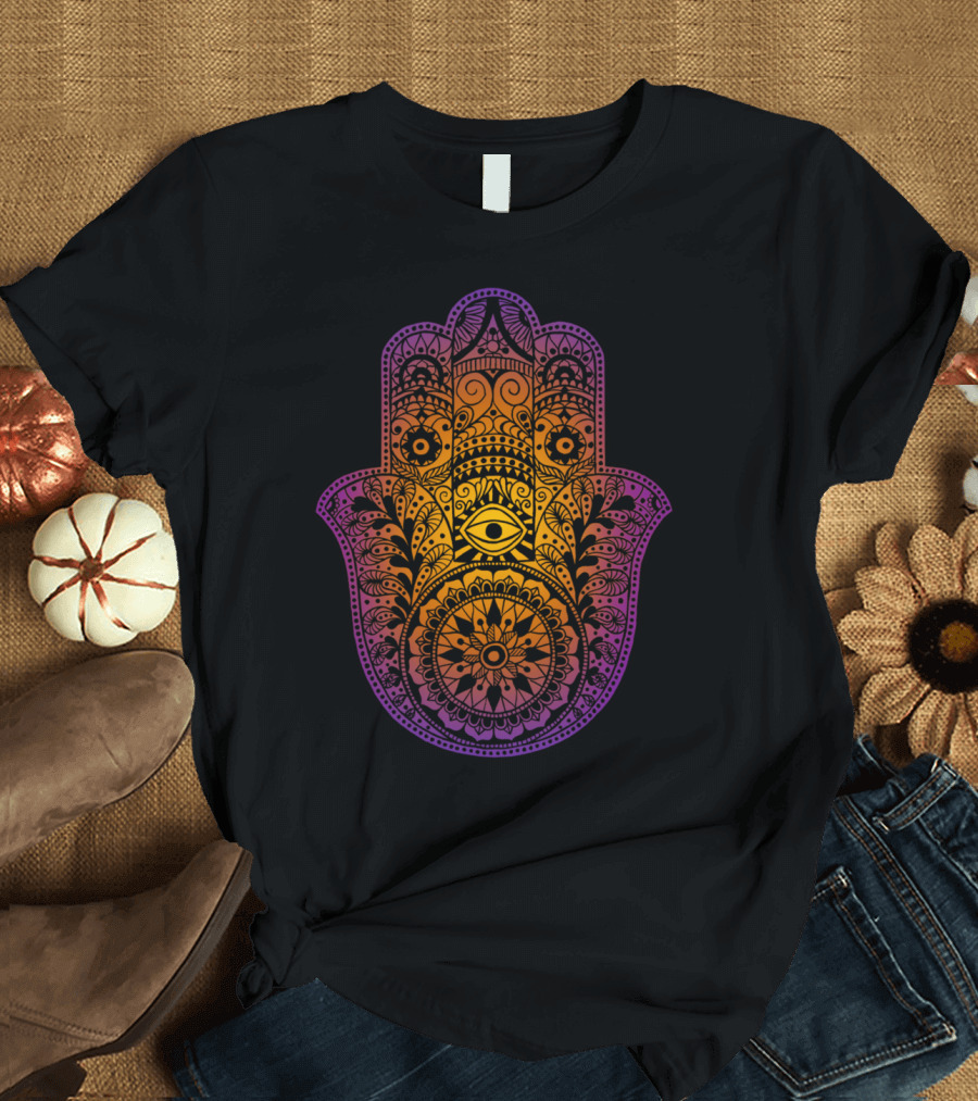 Hamsa Hand of Fatima Colorful Mandala T-Shirt