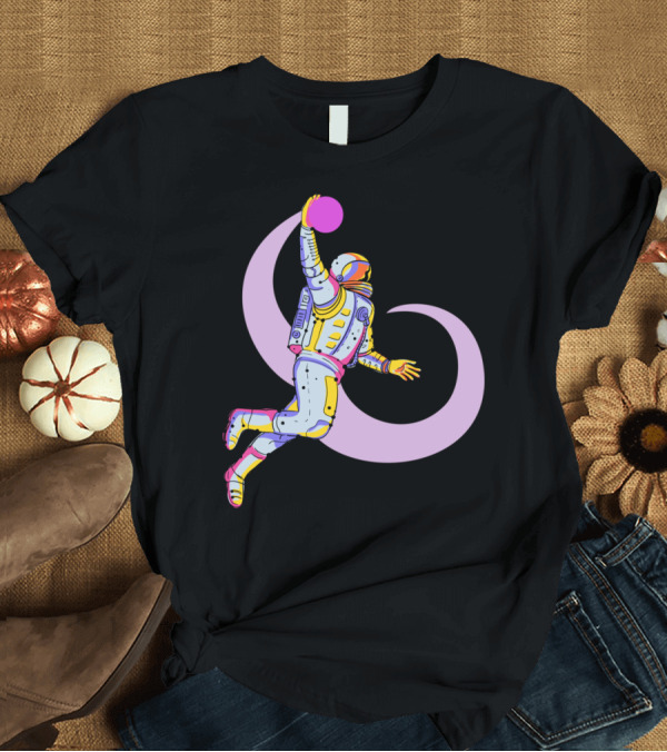 T-Shirt: Astronaut Dunking Ball Space Doodle Lunar Jump T-Shirt Astronaut Dunking Ball Space Doodle Lunar Jump T-Shirt