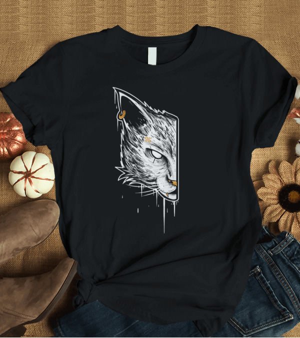 T-Shirt: Catz95 Graffiti Style Cat Illustration with Dripping Effect T-Shirt Catz95 Graffiti Style Cat Illustration with Dripping Effect T-Shirt
