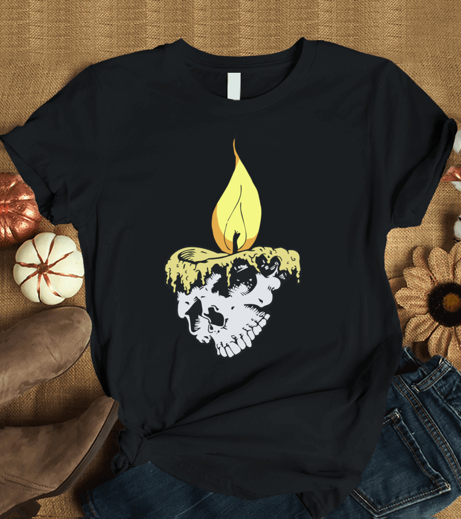 Melting Candle Skull Flame T-Shirt