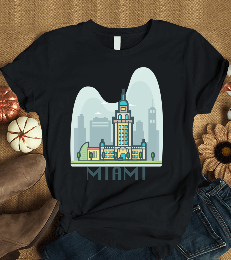 Miami City Skyline with Iconic Architecture T-Shirt