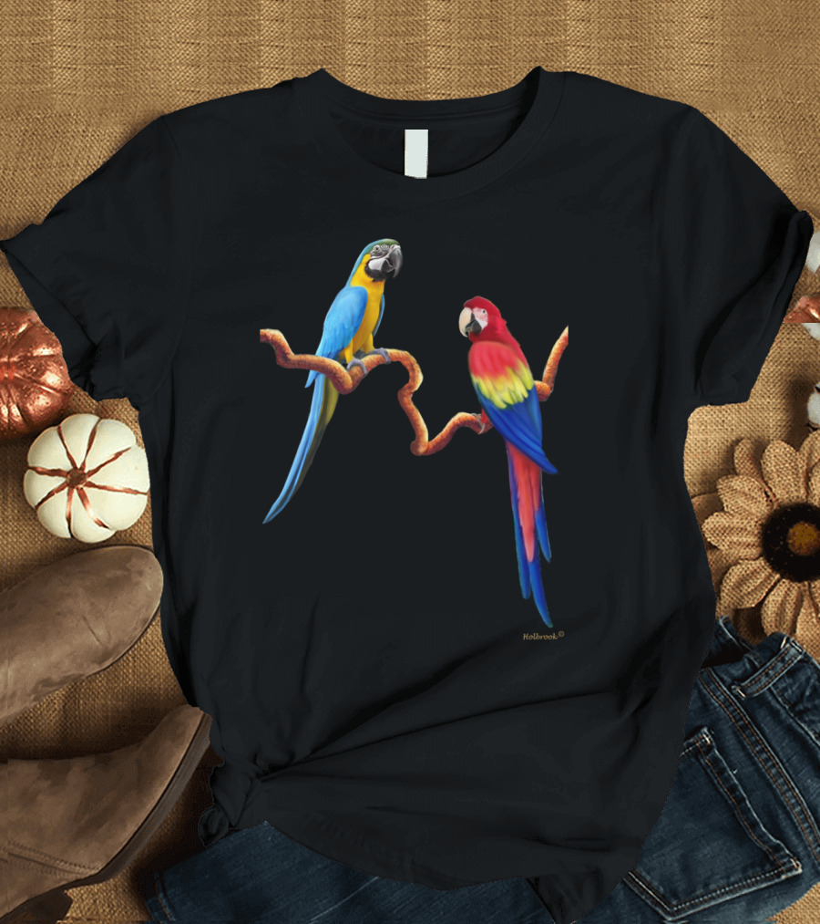MaCaw Parrots Holbrook Tropical Birds on Branch T-Shirt