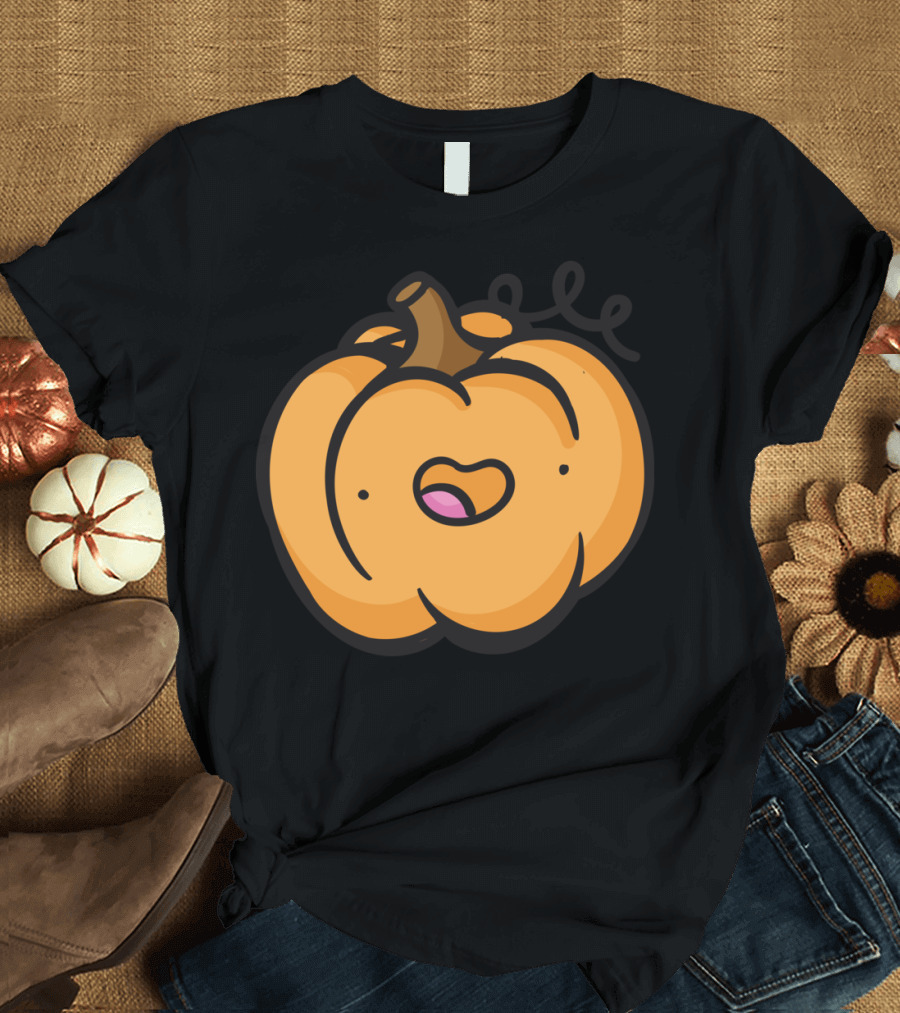 Pumpkin Dude Cartoon Face Halloween Jack O' Lantern T-Shirt